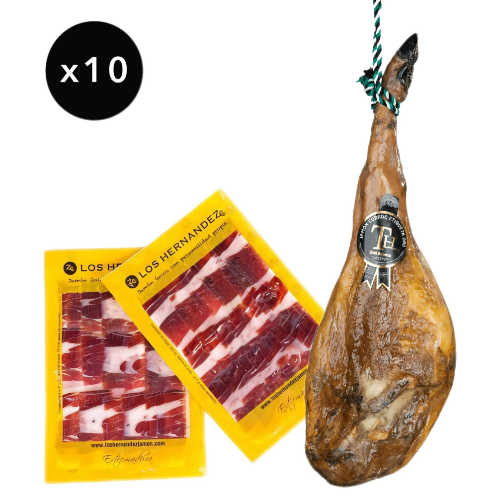Pack 10 Sobres 100g Jamón Etiqueta Oro | Los Hernández