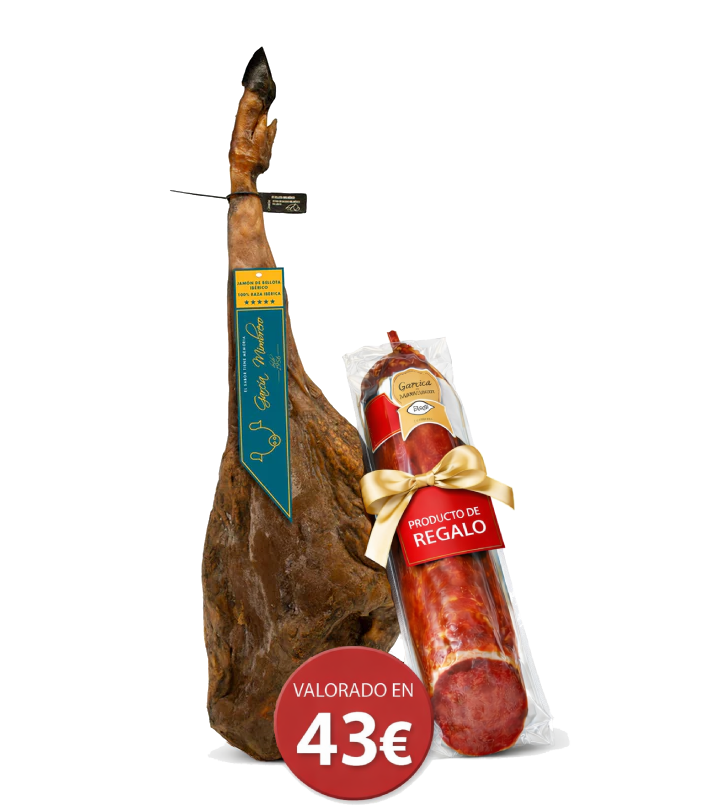 Jamón de Bellota 100% Ibérico + 1/2 Lomo de Bellota con Pimentón de Regalo | García Mimbrero