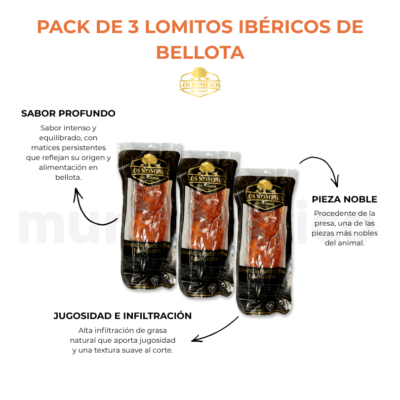 Pack de 3 Lomitos Ibéricos de Bellota | Los Romeros de Alanís