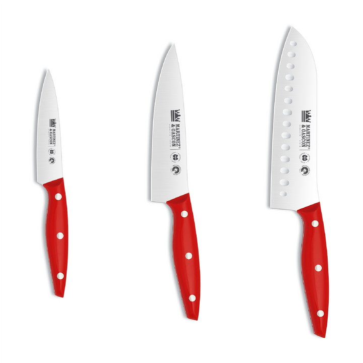 Pack Cuchillos de Cocinero Serie Mónaco Rojo – Martínez y Gascón