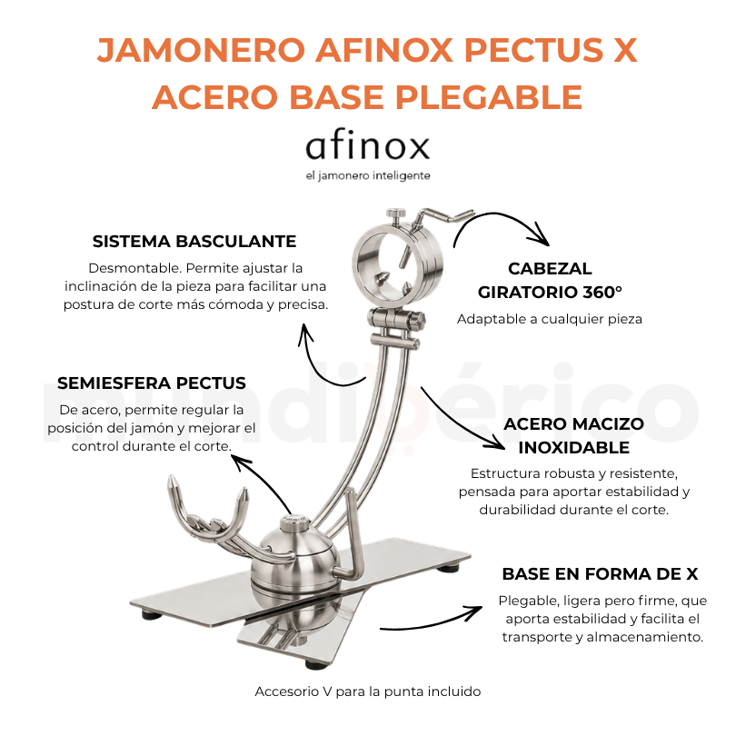 Jamonero Afinox PECTUS X ACERO base plegable | Jamoneros Afinox