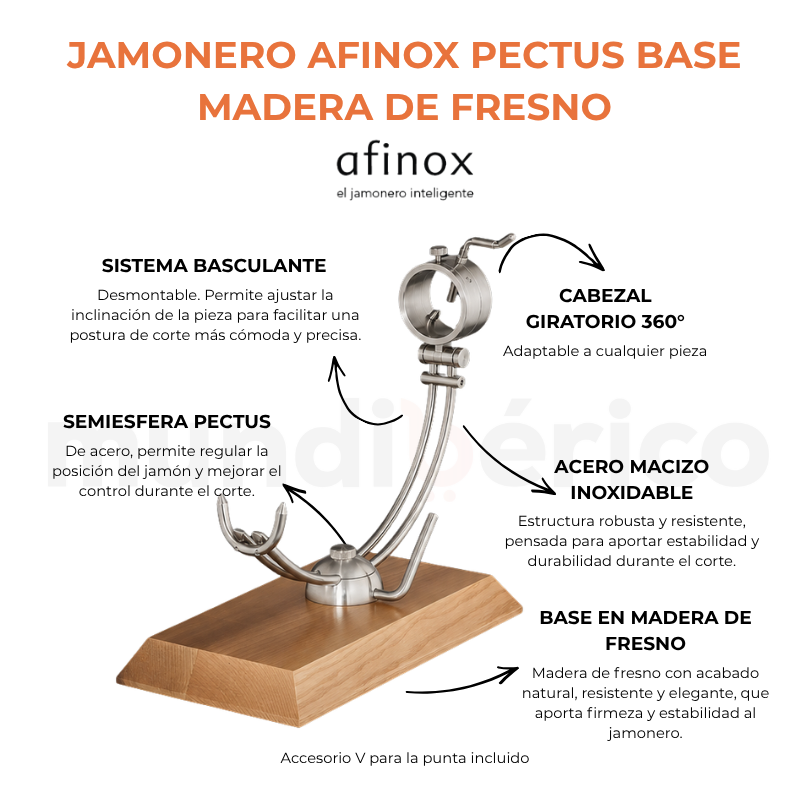 Jamonero Afinox PECTUS base Madera de Fresno | Jamoneros Afinox