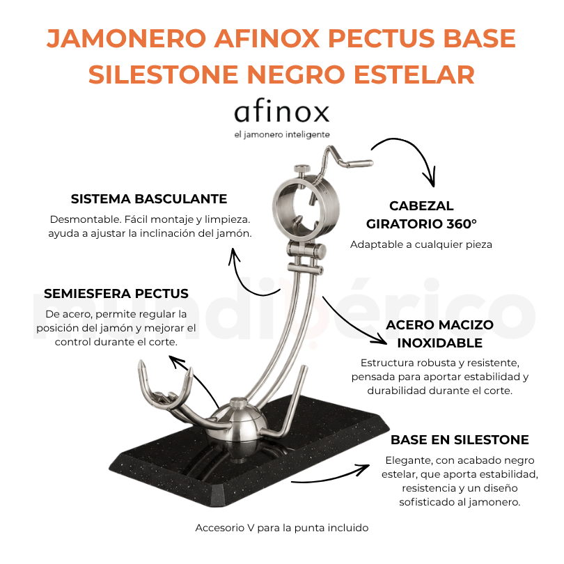 Jamonero Afinox PECTUS base SILESTONE Negro Estelar | Jamoneros Afinox