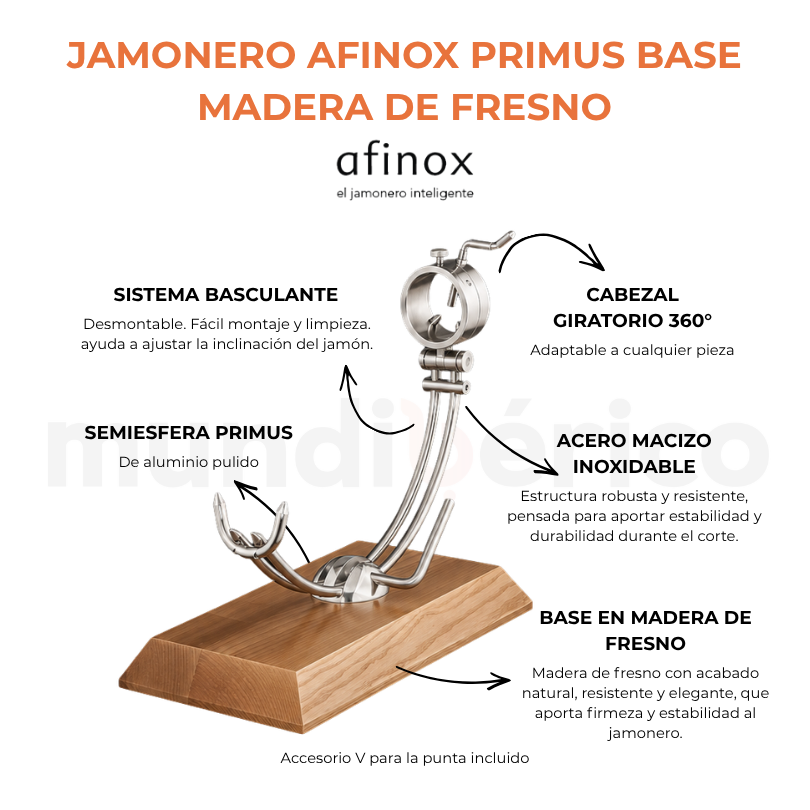 Jamonero Afinox PRIMUS base Madera De Fresno | Jamoneros Afinox