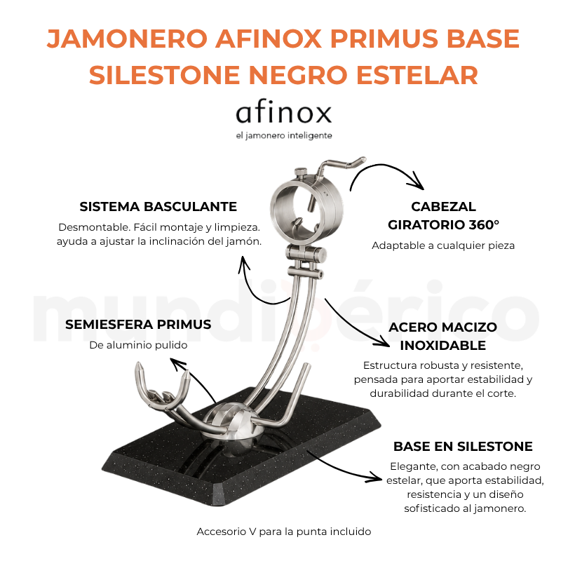 Jamonero Afinox PRIMUS base SILESTONE Negro Estelar | Jamoneros Afinox