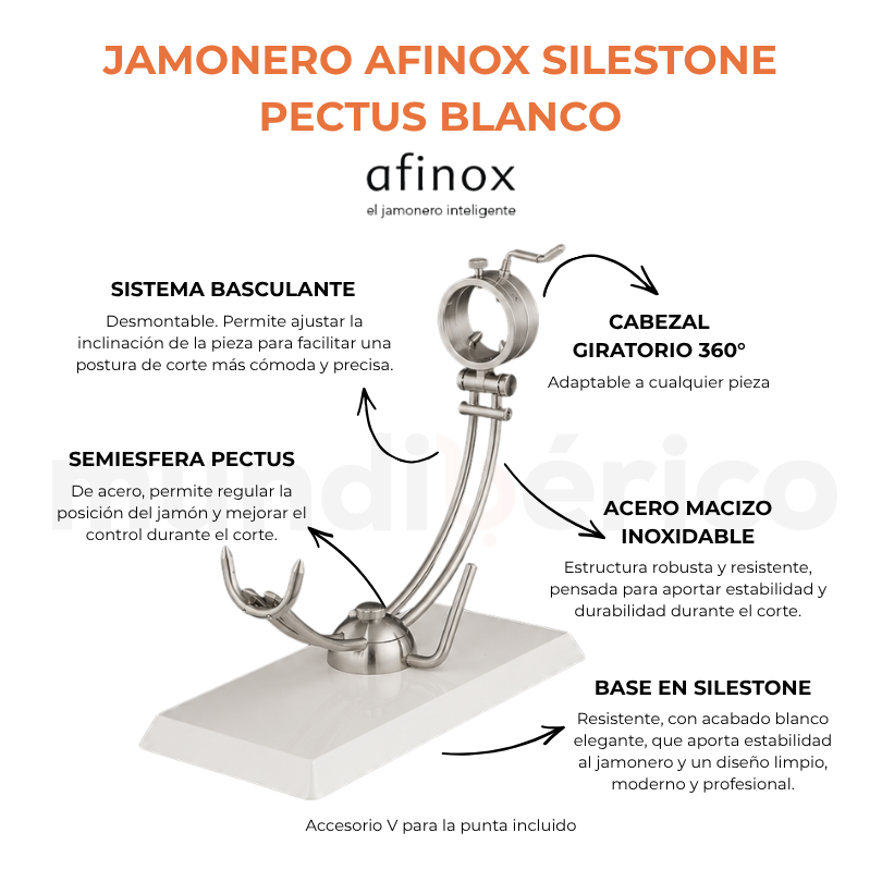 Jamonero Afinox Silestone pectus blanco