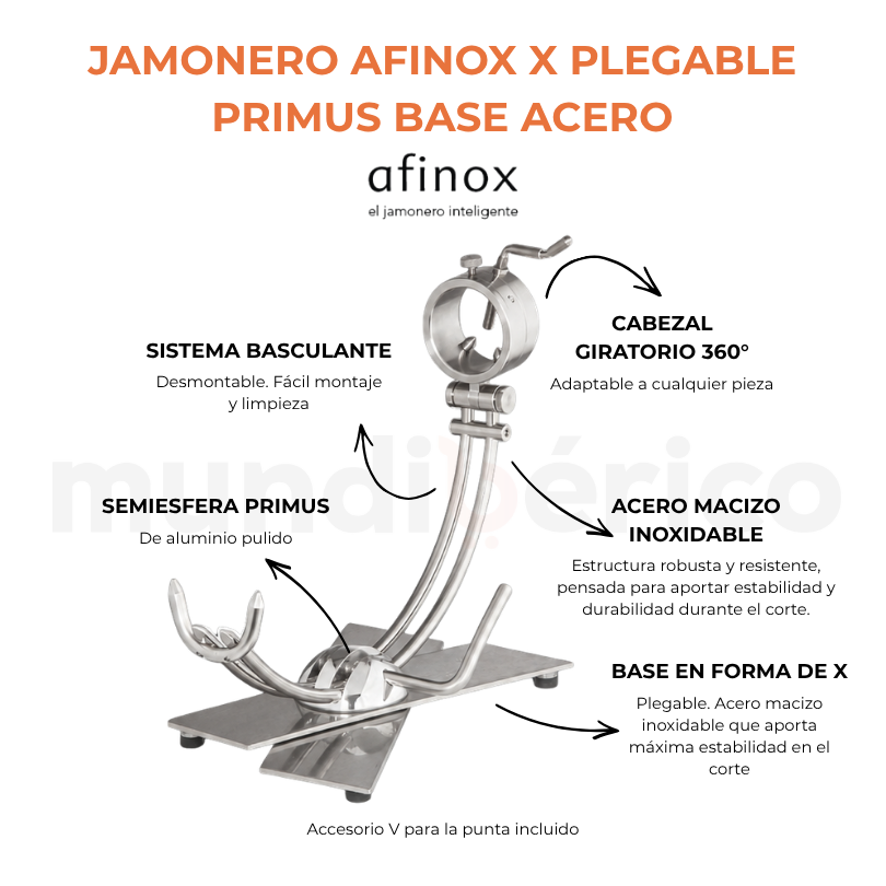 Jamonero Afinox X plegable primus base acero