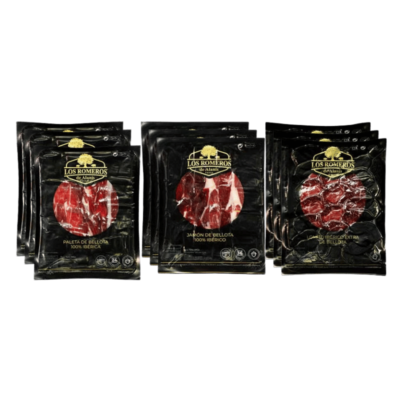 Pack Ibérico 9 sobres: 3xJamón, 3xPaleta y 3xLomito de Bellota 100%