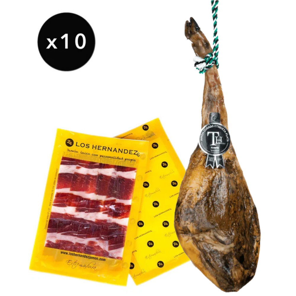 Pack 10 Sobres 100g Jamón Etiqueta Plata | Los Hernández