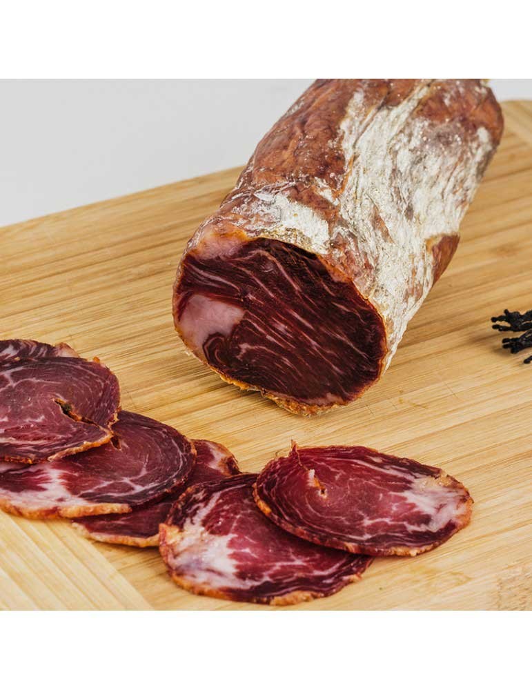 Lomito ibérico de bellota de Los Romeros de Alanís cortado en lonchas; se vende loncheado en sobres