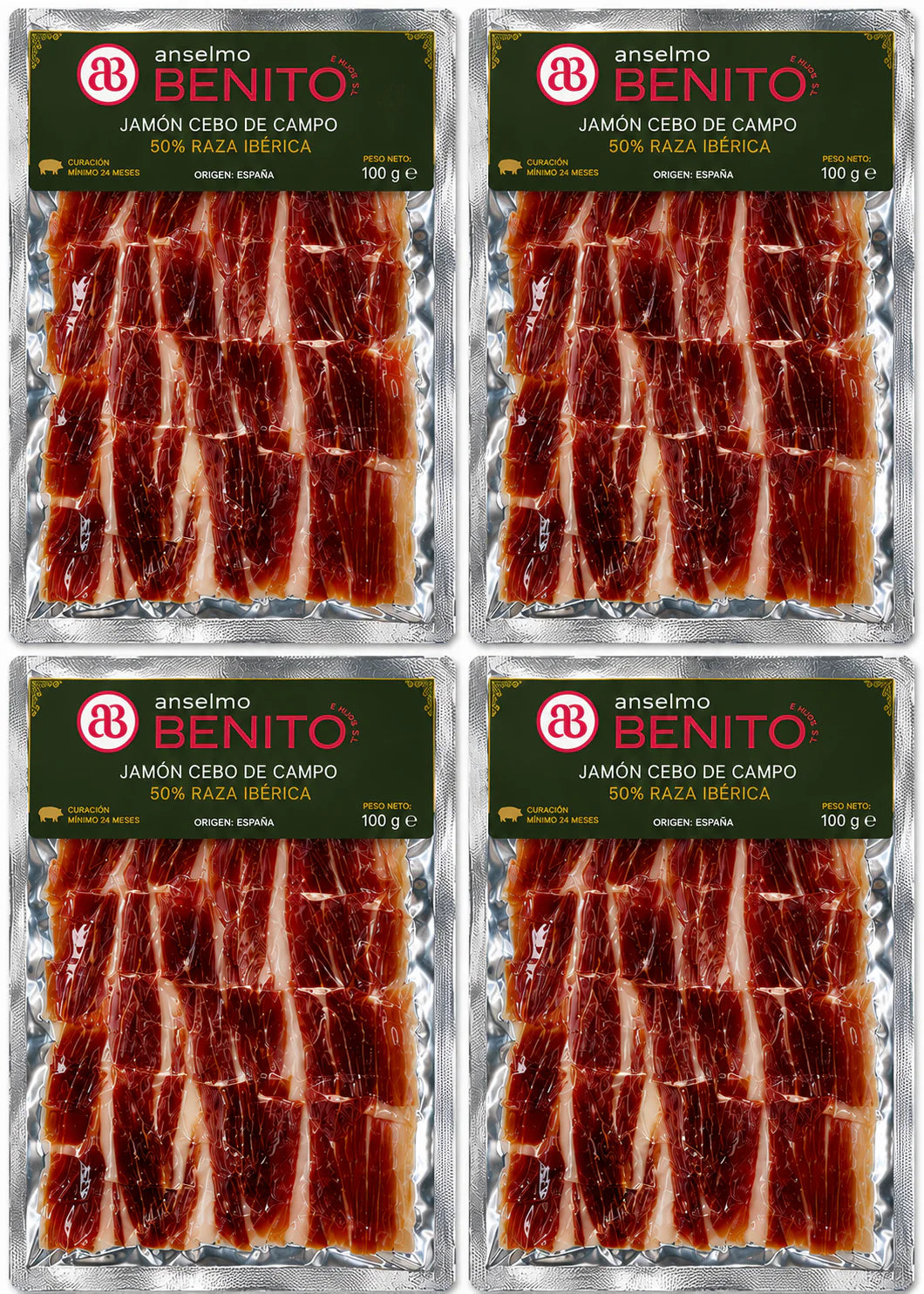 Pack 10 Blísters Jamón de Cebo de Campo 50% Raza Ibérica | Anselmo Benito