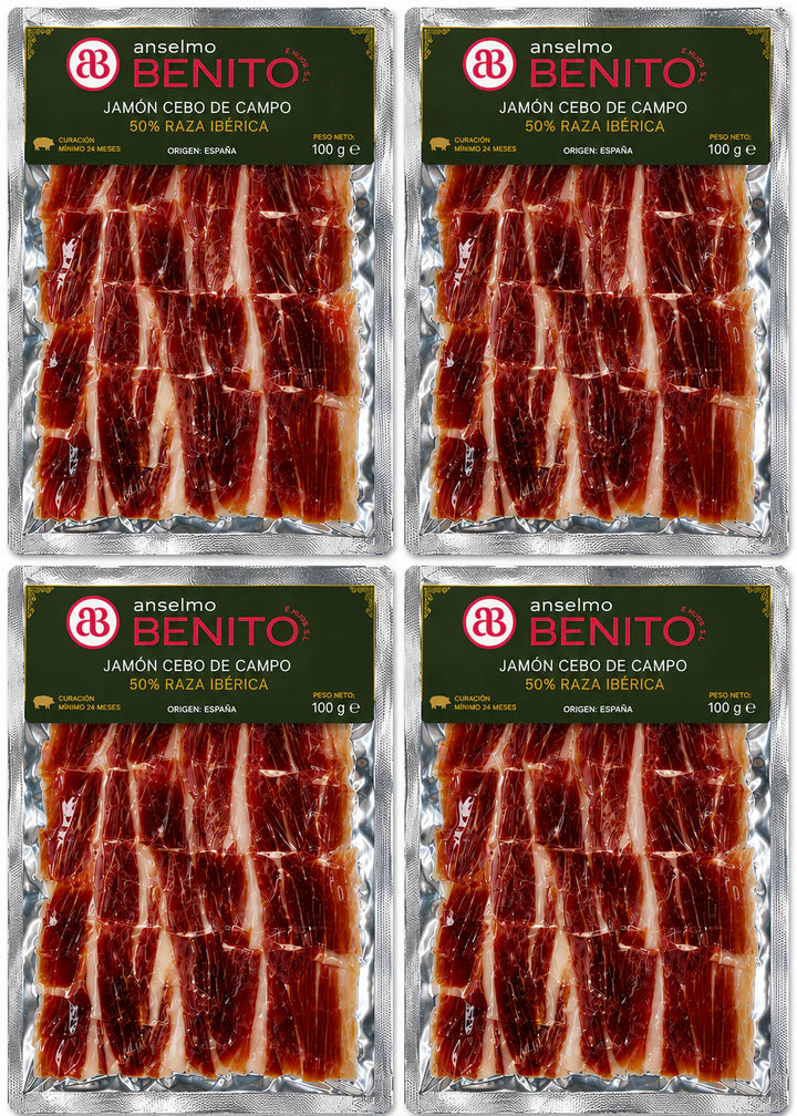 Pack 10 Blísters Jamón de Cebo de Campo Ibérico 50% Raza Ibérica | Anselmo Benito