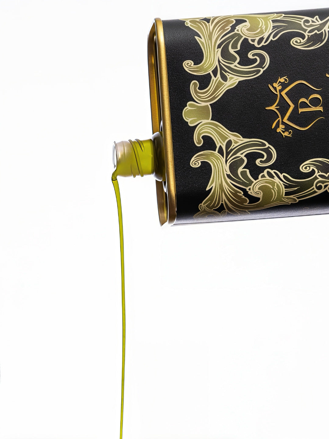 Aceite Doña Úrsula de Martín Berrocal vertiéndose desde la lata de 500 ml